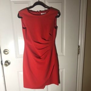 White House Black Market, coral sleeveless dress.